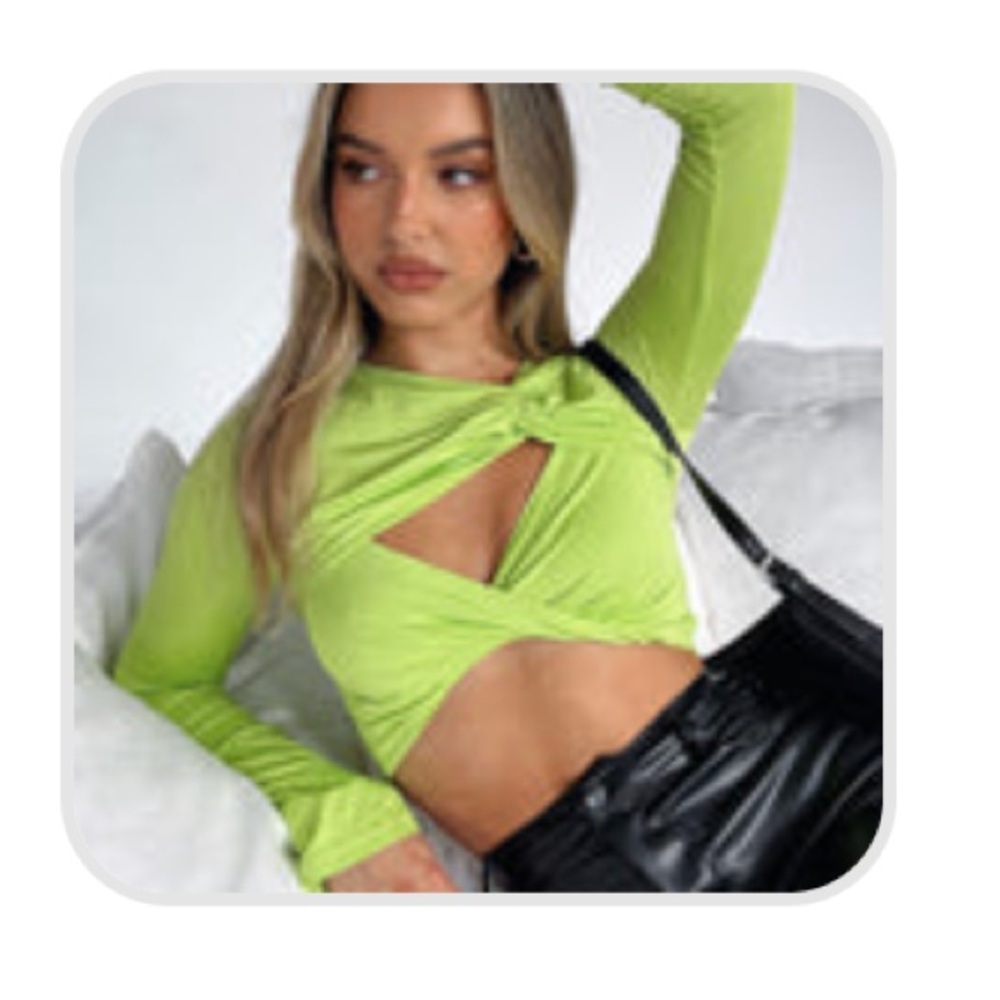 White Fox Boutique Little White Lies Crop in Lime